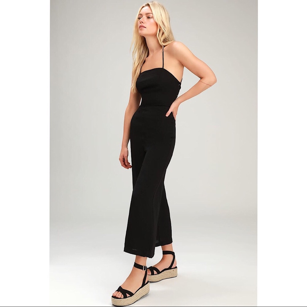 JUMPSUIT ADELIA BLACK LACE-UP CULOTTE